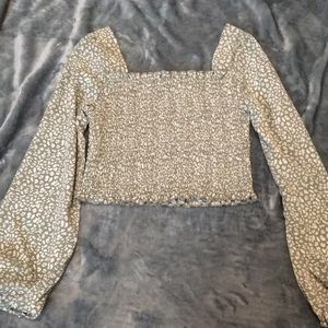 Light green with white animal print crop top